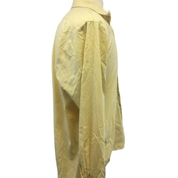IZOD Mens Casual Button Shirt Yellow Size 17 34/35 XL L/S Cotton Easy Care - Picture 7 of 12